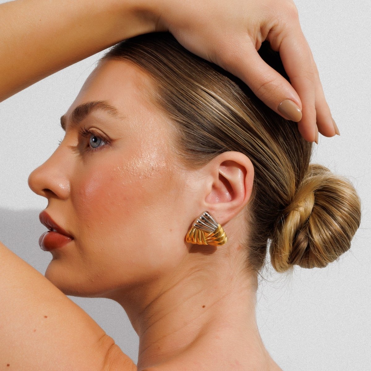 Pendientes Triad Shine con baño mixto de oro y plata