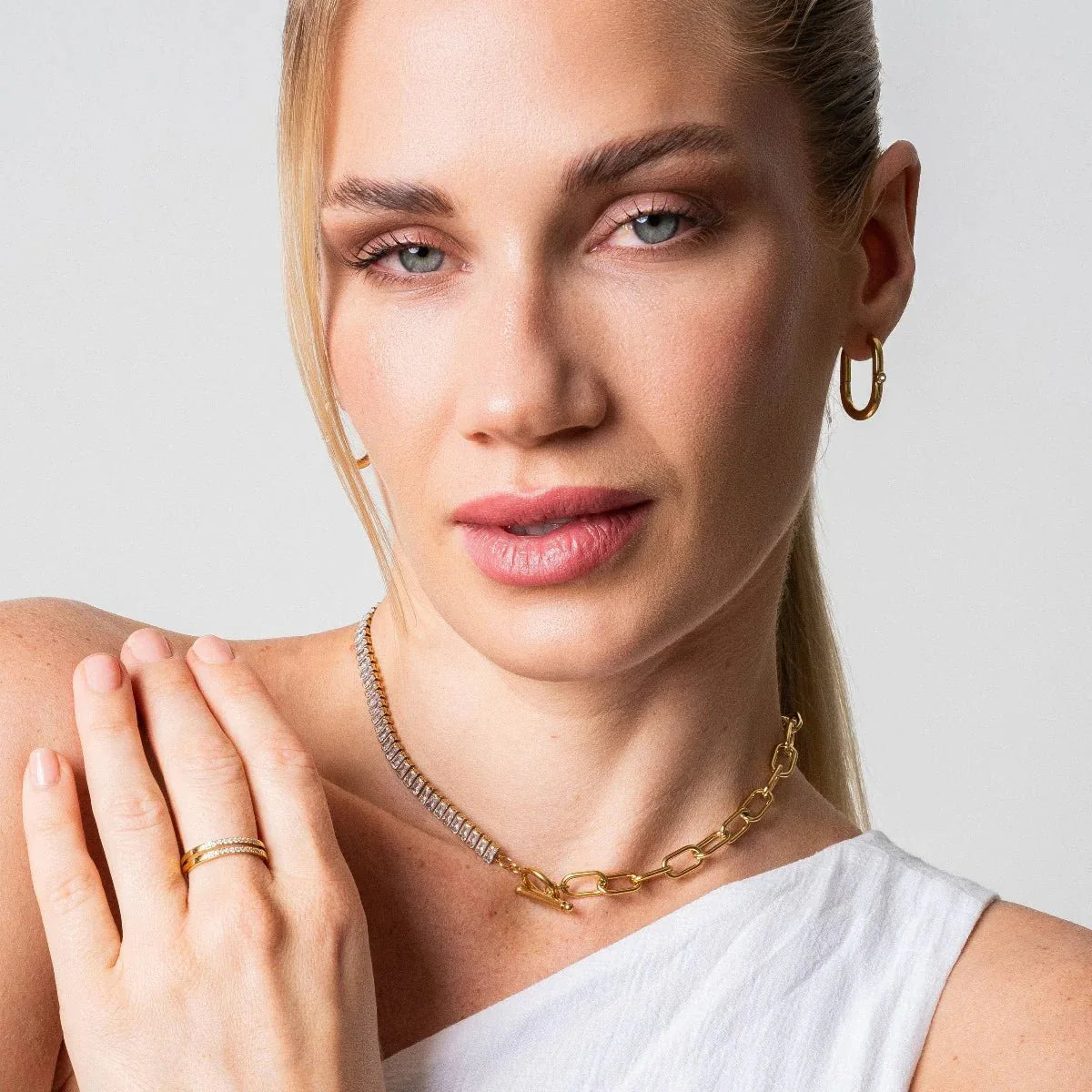 Pendientes de aro Shine bañados en oro de 18 quilates