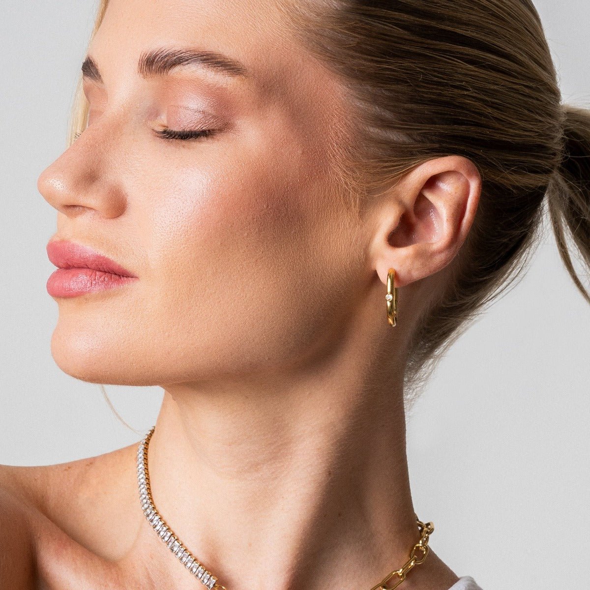 Pendientes de aro Shine bañados en oro de 18 quilates