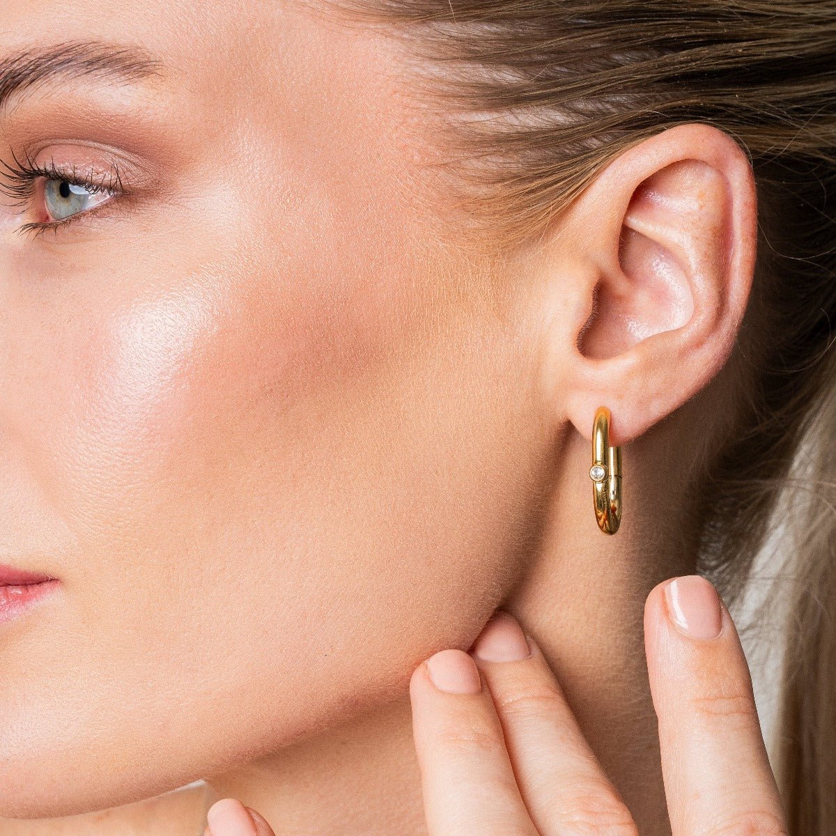 Pendientes de aro Shine bañados en oro de 18 quilates