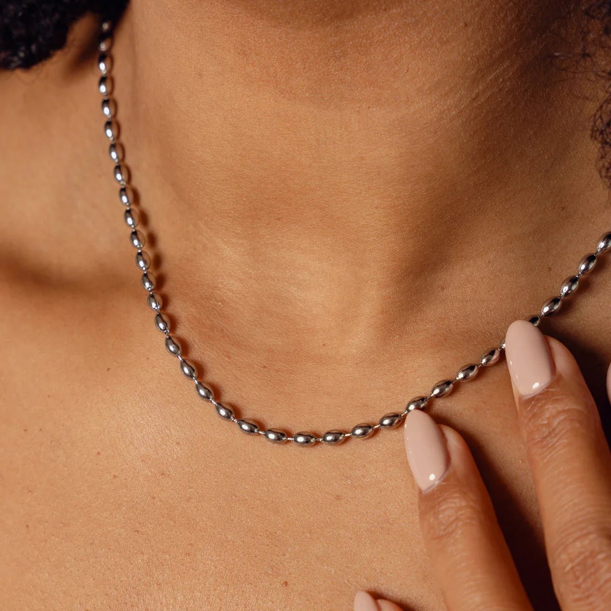 Collar de cadena con esferas - Plata