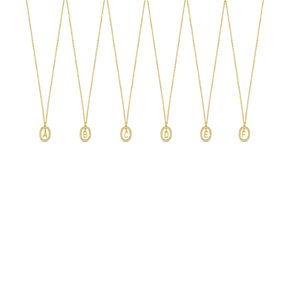 Collar con Prisma y Letra Inicial Chapado en Oro de 18 K