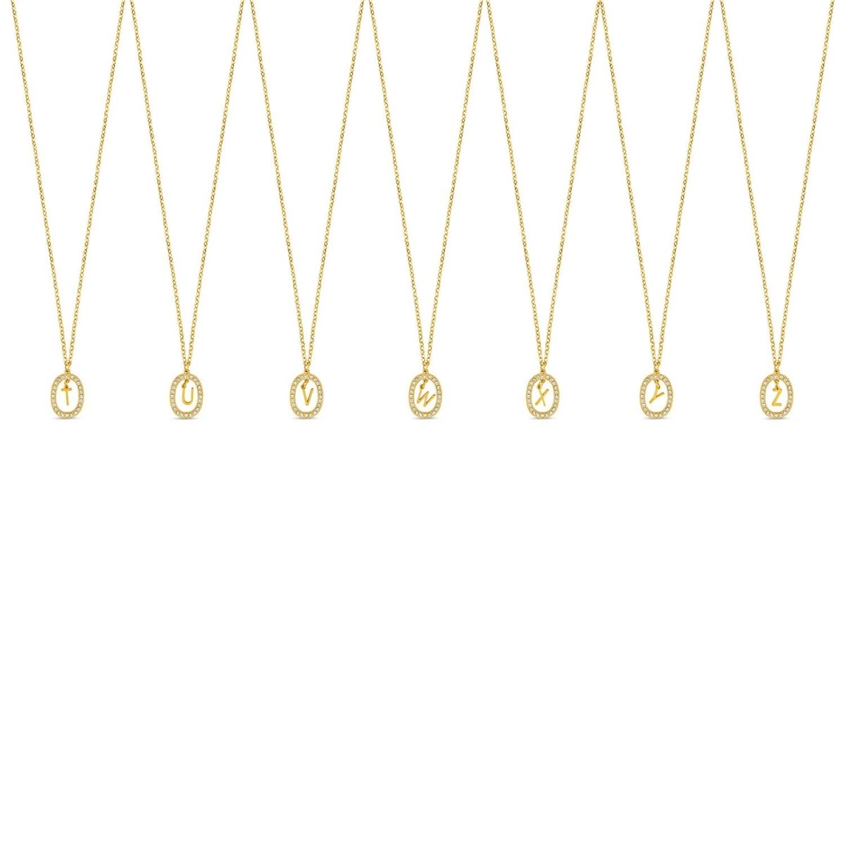 Collar con Prisma y Letra Inicial Chapado en Oro de 18 K