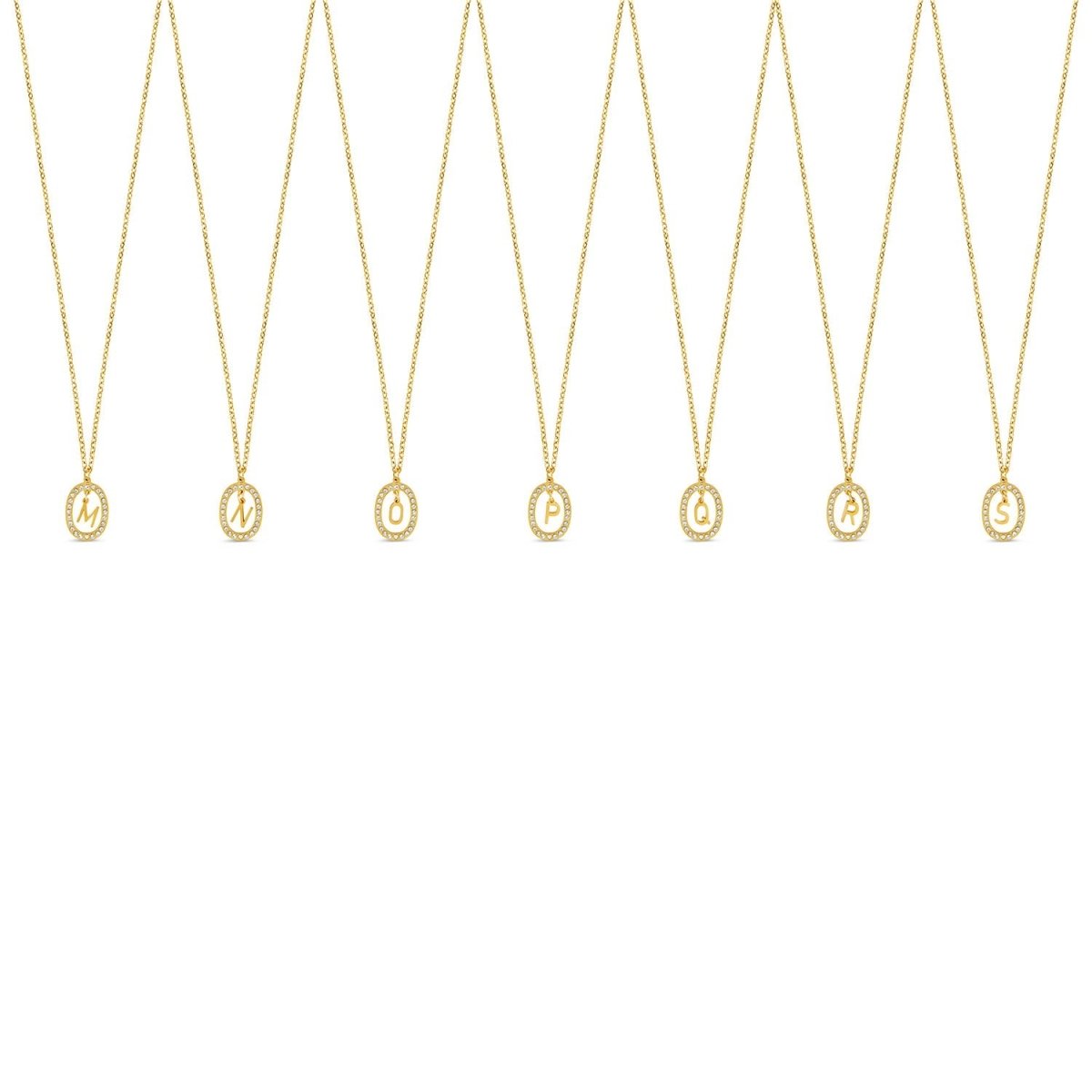 Collar con Prisma y Letra Inicial Chapado en Oro de 18 K