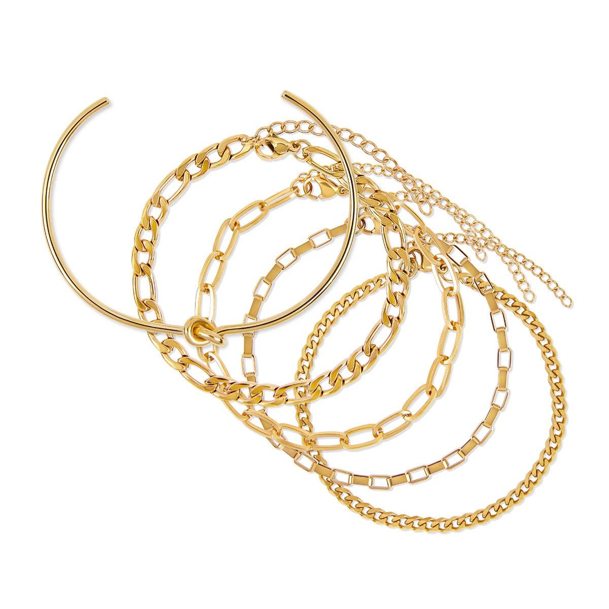 Conjunto de pulsera Elegance y pulsera de nudo bañada en oro de 18 quilates