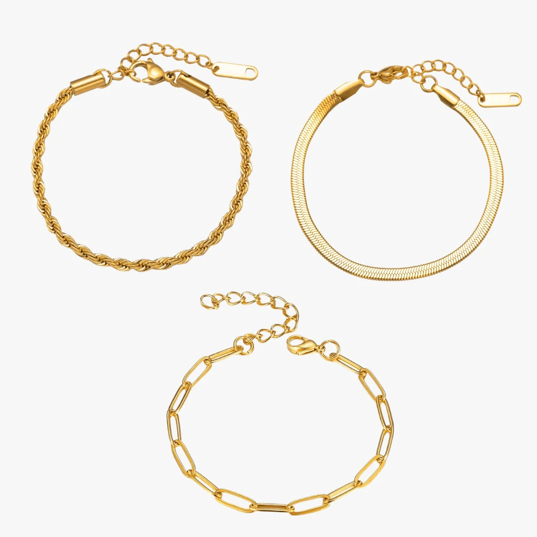 Conjunto de pulseras Essential bañadas en oro de 18 quilates