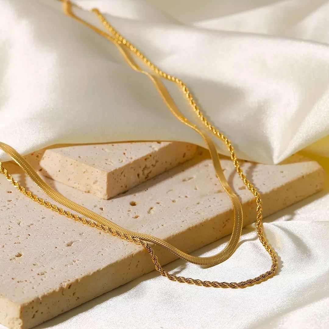 Collar Mixto de Capas Melina Chapado en Oro de 18k