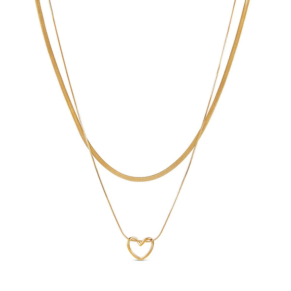 Collar minimalista de corazón mixto bañado en oro de 18 quilates