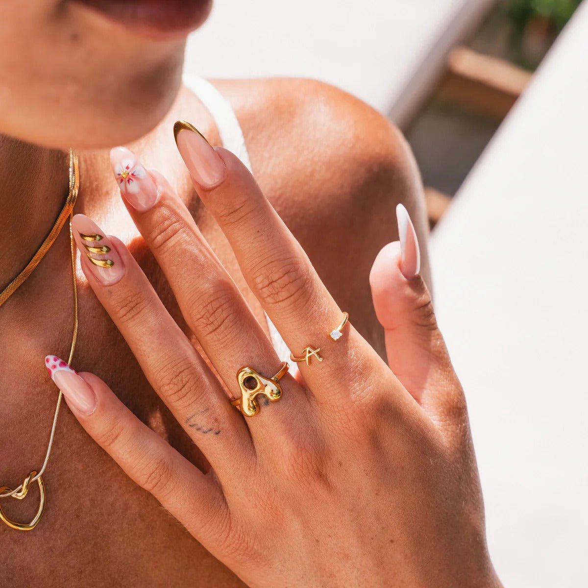 Collar minimalista de corazón mixto bañado en oro de 18 quilates