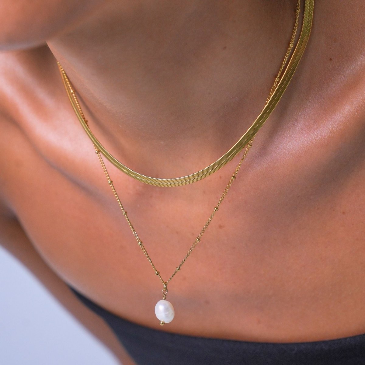 Collar doble Mix Shine bañado en oro de 18k