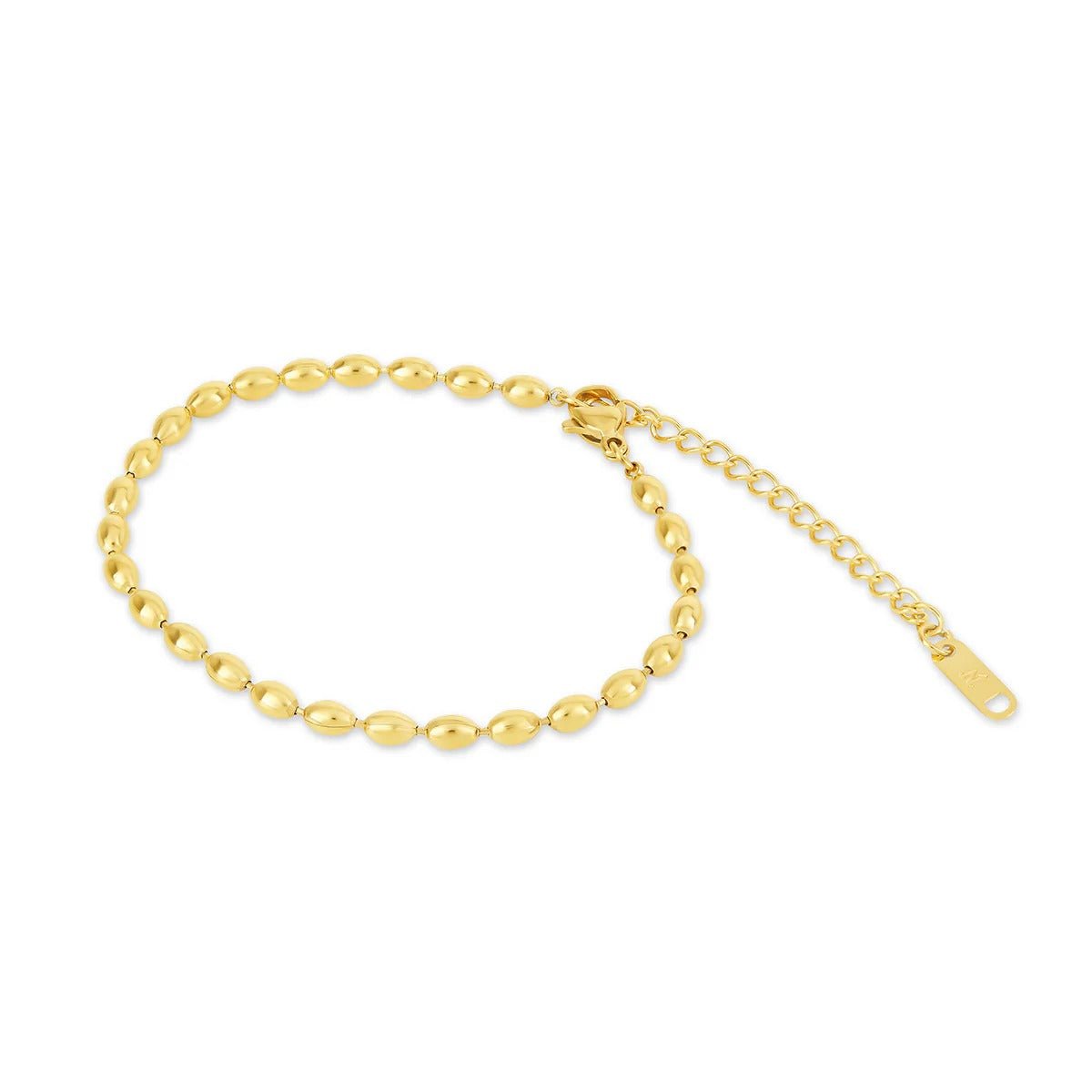 Pulsera de cadena bañada en oro con cuentas de 18 quilates