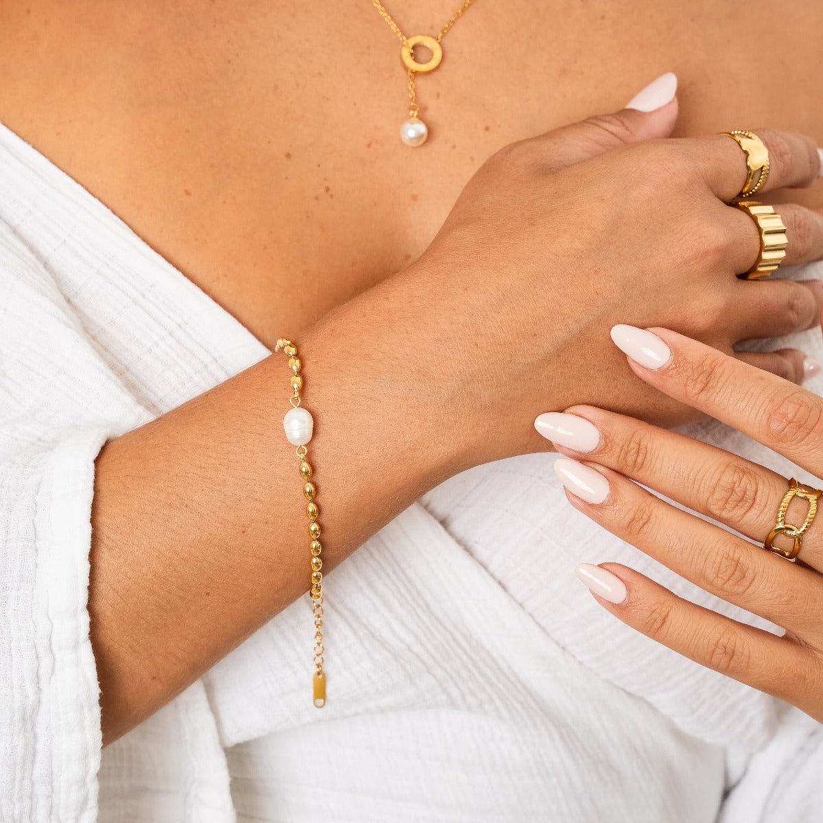 Pulsera de Perlas de Persia bañada en oro de 18 quilates