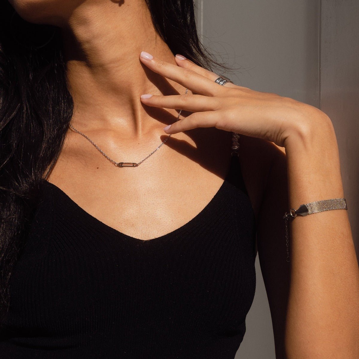 Pulsera de tejido liso - Plata